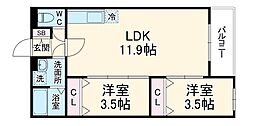 Villa 41 YAMATE SUITA 1階2LDKの間取り