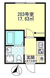 ブローテ四ツ木 2階1Kの間取り