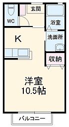 プロミネンス 1階ワンルームの間取り