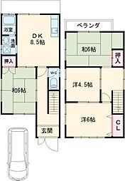 篠町野条貸家 1階4DKの間取り