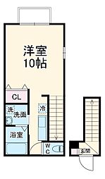 雅 2階1Kの間取り