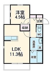 ZIO　LAND 2階1LDKの間取り