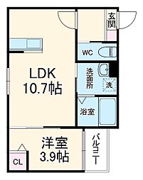 LECOCON桑名V 1階1LDKの間取り