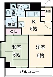 ロックハイツ 401 4階2DKの間取り