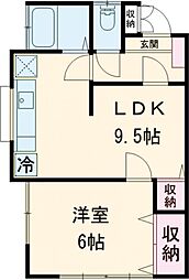 山賀ハウス 1階1LDKの間取り