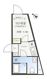 メゾンド町屋 3階1Kの間取り