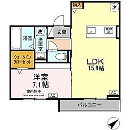 グレイスガーデン赤渋 3階1LDKの間取り