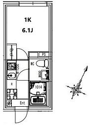 リュジアン北赤羽 1階ワンルームの間取り