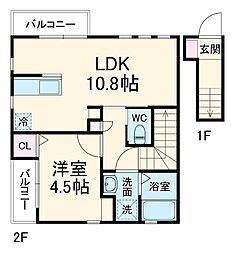 An’s court天台 2階1LDKの間取り