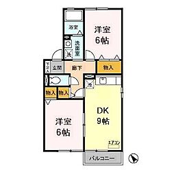 コート・エクレール 2階2DKの間取り