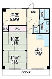 パルテ西京極 1階3LDKの間取り