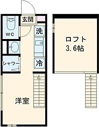 ソラニア上井草 2階ワンルームの間取り