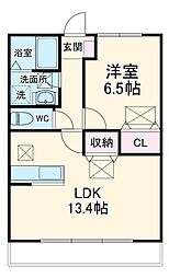 JR東海道本線 豊橋駅 徒歩27分の賃貸マンション 1階1LDKの間取り