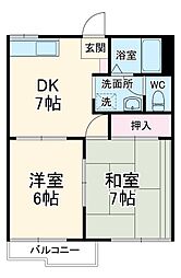 ユトリロ緑ヶ丘 1階2DKの間取り