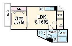 AJ新津田沼 1階1LDKの間取り