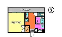 トレセリア暁町 1階1Kの間取り