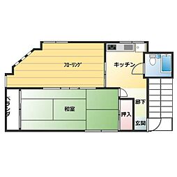 シマダビル 4F 4階2DKの間取り