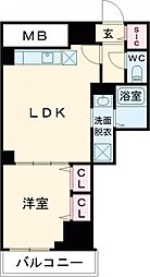 パレスシンシア江東橋 14階1LDKの間取り