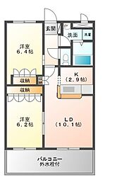 サンシャイン．Ａ．江藤 1階2LDKの間取り