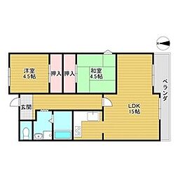 ウエストロー西取石 1階2LDKの間取り