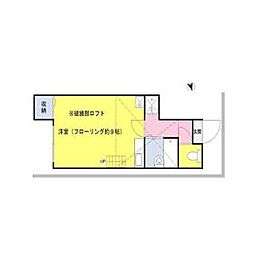 東京メトロ東西線 神楽坂駅 徒歩6分の賃貸アパート 1階ワンルームの間取り