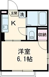 フォレストヒルズ 2階1Kの間取り