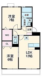 Ｒｉｖｉｅｒｅ 1階2LDKの間取り