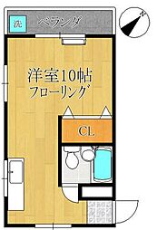 メゾン堀船 2階ワンルームの間取り