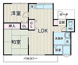パーシモンI 1階2LDKの間取り