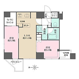 プライムアーバン西日暮里フロント 2階2LDKの間取り