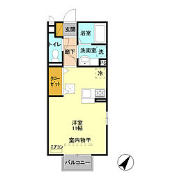 ベルテ 1階ワンルームの間取り