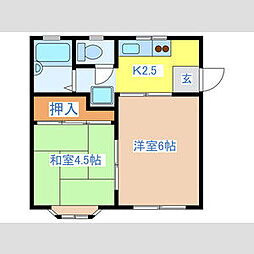 ベルダドーモ 1階2Kの間取り