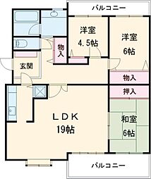 レジデンス元木 1階3LDKの間取り