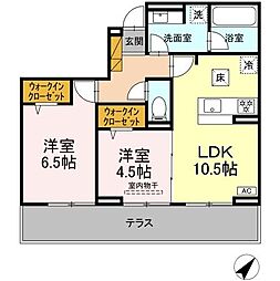 ハイクレスト 1階2LDKの間取り