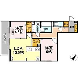 ハイクレスト 303 3階2LDKの間取り