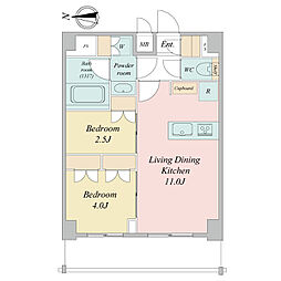 ＬＩＭＥ　ＲＥＳＩＤＥＮＣＥ　ＫＡＷＡＧＵＣＨＩ　ＥＡＳＴ 6階2LDKの間取り