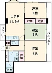 メゾン田中 3階3LDKの間取り