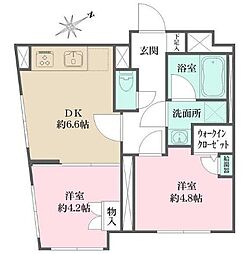 Fika大井町 5階2DKの間取り