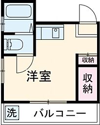 帝京マンション 2階ワンルームの間取り