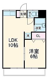 ハイツスズキ 2階1LDKの間取り