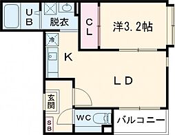 レジデンス藤 2階1DKの間取り