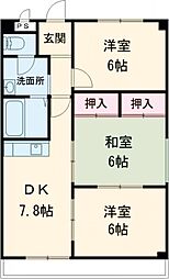 青柳コーポラス 1階3DKの間取り