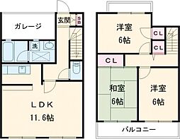 レジデンス光和114 1階3LDKの間取り