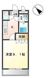 コンフォース・住吉 2階1Kの間取り