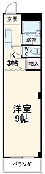 メゾン古橋 2階1Kの間取り