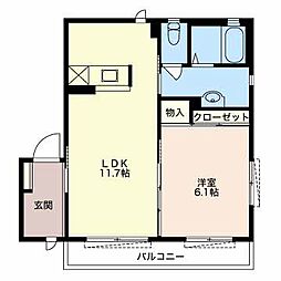 エタニティB 1階1LDKの間取り
