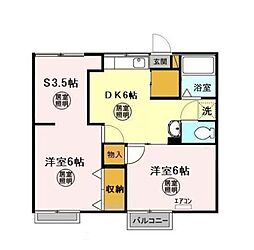 第2十王堂ハイツ 2階2SDKの間取り