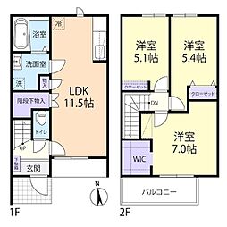 Ａｌｂｉ　ｅ　Ｍｅｌａ　Ｂ（アルビ　エ　メラ） 1階3LDKの間取り