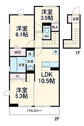 Ｄ-ＲＯＯＭすみよし台　Ａ 2階3LDKの間取り