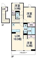 Ｄ-ＲＯＯＭすみよし台　Ａ 2階3LDKの間取り